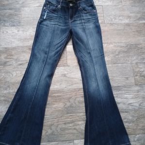 Express jeans Women destresed jeans size 4 blue Wide Leg New Without Tags Casual